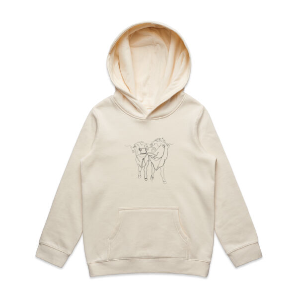 Kids cow line art hoodie Thumbnail